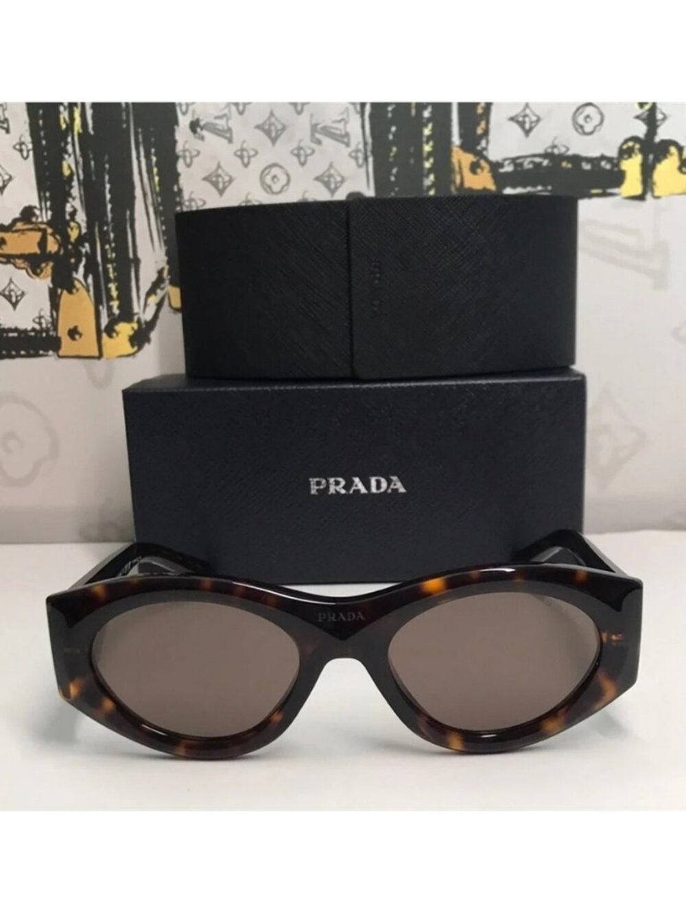 New Authentic Prada PR 20ZS Dark Brown Oval Ladies Sunglasses – 2AU06B 53 - Picture 9 of 14